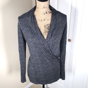 Banana Republic Gray Cross Front Long Sleeve Top
